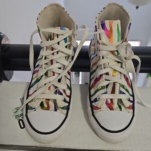 Colorful Striped High-Top Sneakers